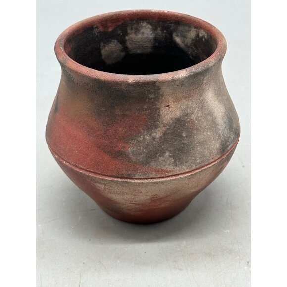 Vintage 1991 Morelli Workman Handmade Pottery Vase Red Brown 4"x4" Used READ - Picture 2 of 7